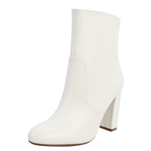 White Almond Toe High Top Chunky heel Boot - Picture 3 of 8